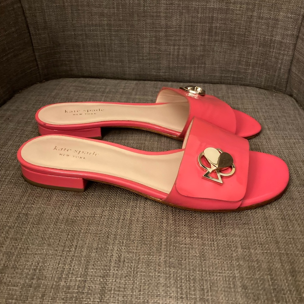 Kate Spade NY Ferry Pink Patent Leather Slide Sandals Size 7 MSRP $138